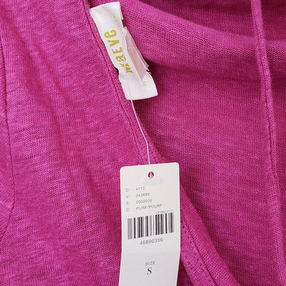 Anthropologie Maeve Pink Linen Top Sz Small Cowlneck Open Back Barbie - Picture 6 of 7